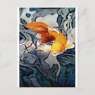 Koi fish on metal 'Swimming Through Colors' Postcard