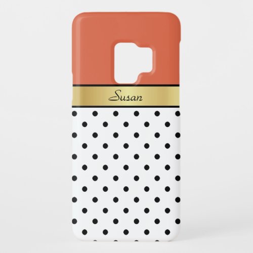 Koi Fish Orange White Black Polka Dot Gold Custom Case_Mate Samsung Galaxy S9 Case