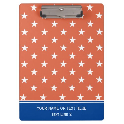 Koi Fish Orange  White Stars Trendy Blue Pattern Clipboard