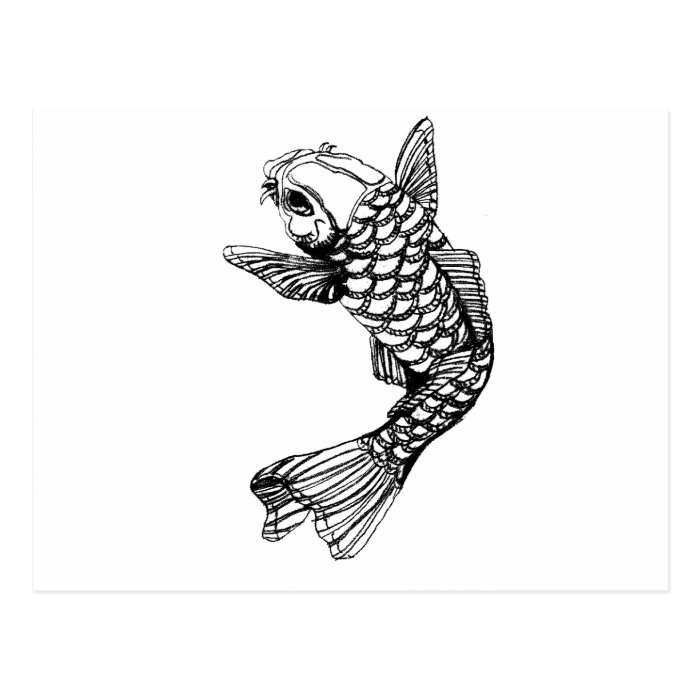 Koi Fish Outline Post Cards