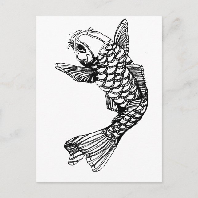 Koi Fish Outline Postcard (Front)