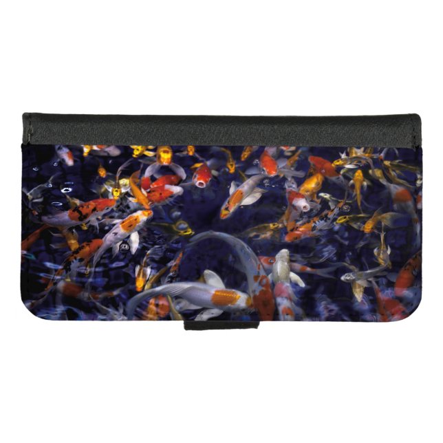 KOI FISH OVER FLOWING iPhone WALLET CASE (Front (Horizontal))