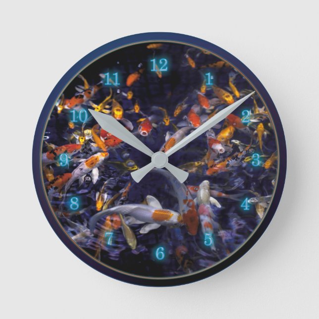 KOI FISH OVER FLOWING ROUND CLOCK (Front)
