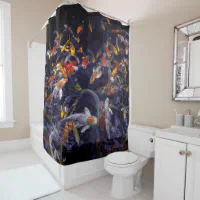 Adorable pair of koi fish swimming in a koi pond Shower Curtain by