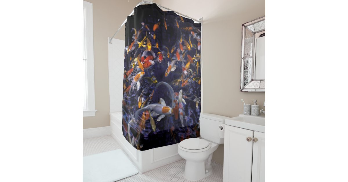 KOI FISH OVER FLOWING SHOWER CURTAIN