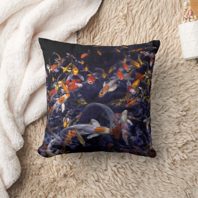 KOI FISH OVER FLOWING THROW PILLOW (Blanket)