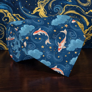 Koi Fish Pattern Custom Necktie