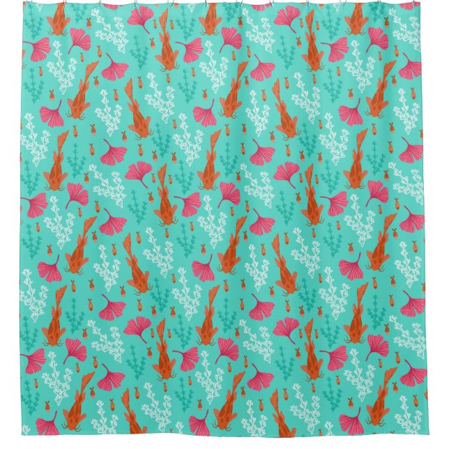 Koi fish Pattern Shower Curtain (Front)