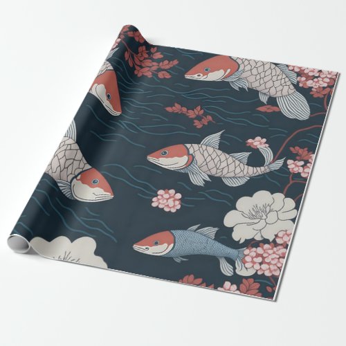 Koi Fish Pattern Wrapping Paper