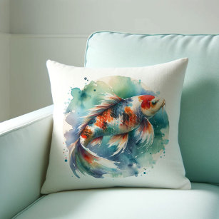 Ocean Series Fish Cushions Pillow Goldfish Cushion Yellow Sofa Blue Pillow  Cover