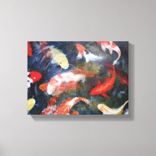 Koi Fish Pond, Abstract, Oil Painting Print