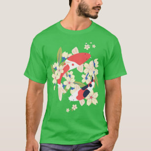 Koi Fish Pond Carp Japan Japanese Art Sakura Cherr T-Shirt