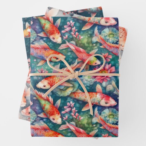 KOI FISH POND GIFT WRAPPING PAPER