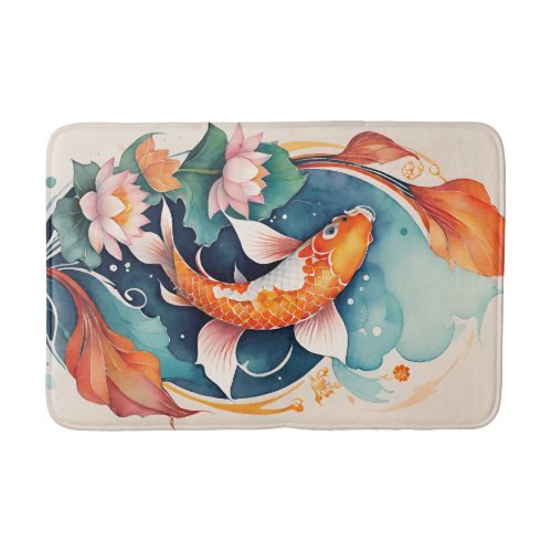 Koi Fish Pond Nature Lovers Koi                    Bath Mat