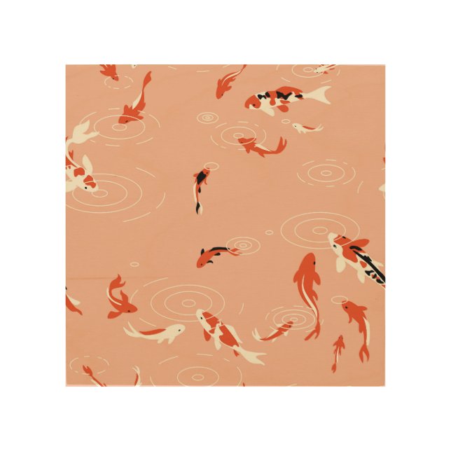 Koi fish pond, seamless pattern. wood wall art (Front)