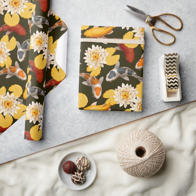 Koi Fish Pond  Wrapping Paper (Crafts)