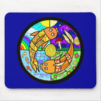 Koi Fish Pyschedelic Elemental Mandela Mouse Pad