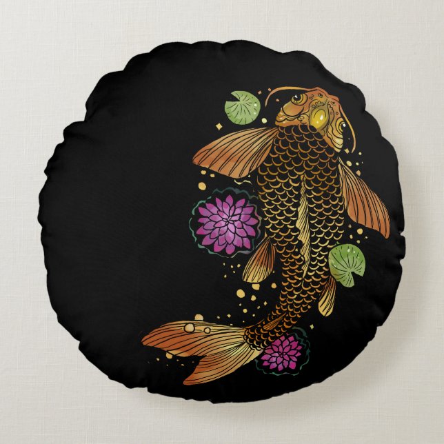 Koi Fish Round Pillow (Front)