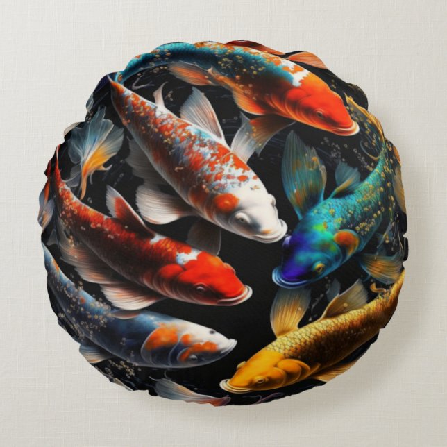 Koi Fish  Round Pillow (Front)