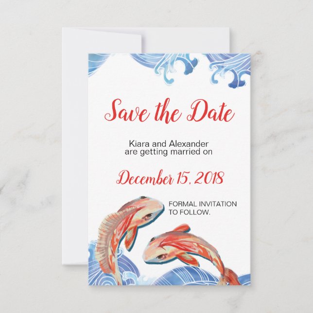 Koi Fish Save the Date Card (Front)