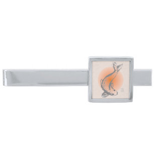 Koi Fish Silver Finish Tie Bar