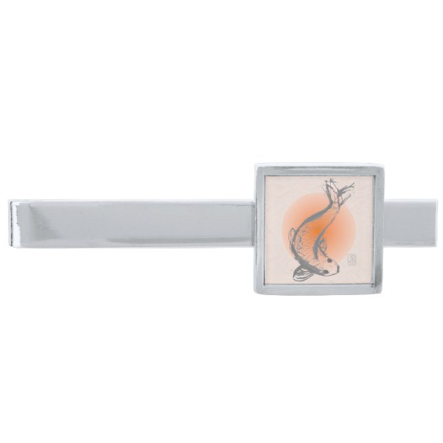 Koi Fish Silver Finish Tie Bar (Front)