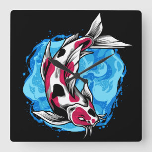 Koi Fish Square Wall Clock