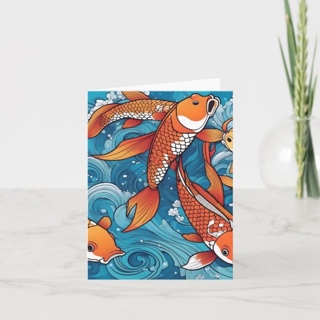 Koi Fish Study G Folded Greeting Card (Front)