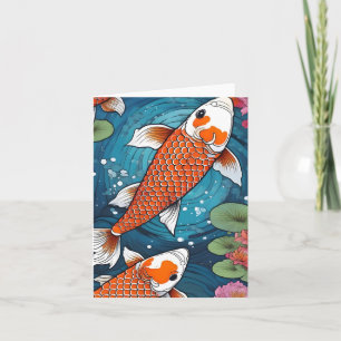 Koi Fish Study H Folded Greeting Card