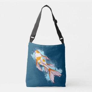 Koi fish Swimming Illustration Crossbody Bag