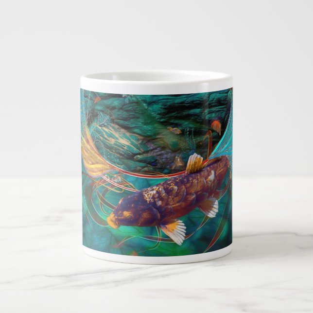 Koi Fish SWIMMING IN PEACE #2 Giant Coffee Mug (Front)