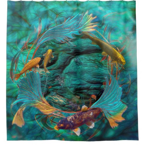 Koi Fish SWIMMING IN PEACE Shower Curtain