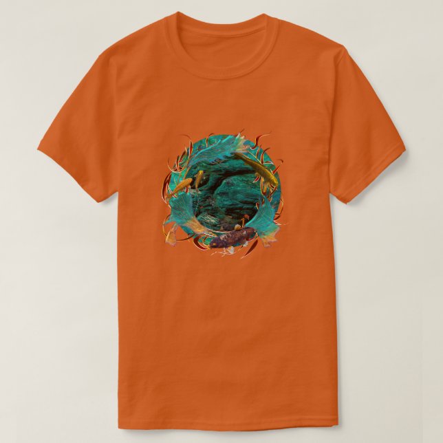 Koi Fish "SWIMMING IN PEACE" T-Shirt (Design Front)