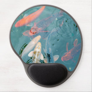 Koi Fish Swimming in Pond Gel Mouse Pad