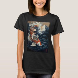 Koi fish swimming in the great wave Japanese T-Shirt