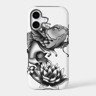 Koi fish tattoo design with lotus and cherry iPhone 17 case