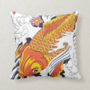 Koi fish throw pillow