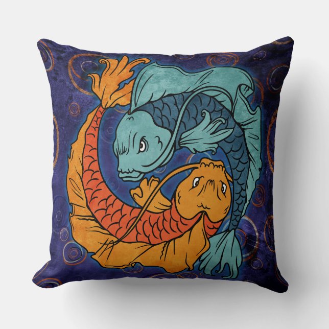Koi Fish Throw Pillow (Front)