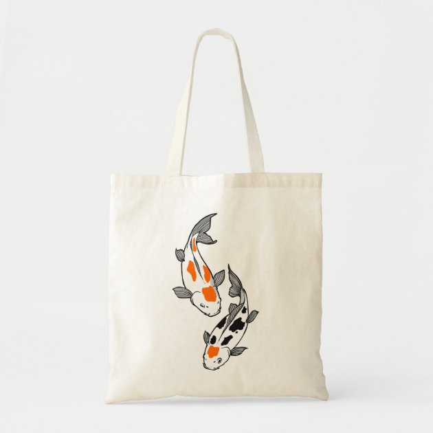 Koi Fish Tote Bag , Canvas Reusable Bag With Hand Drawn Orange and Black  Spotted Carp in Pond with Pink Lotus Flower and Stones 14x13x7 inch |  MakerPlace by Michaels