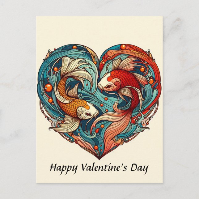 Koi Fish Valentine Postcard (Front)