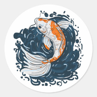 Koi Fish water bending master Classic Round Sticker