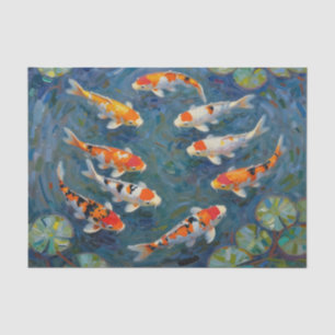 Koi Fish Water Lilies Impressionist Pond Tissue Paper