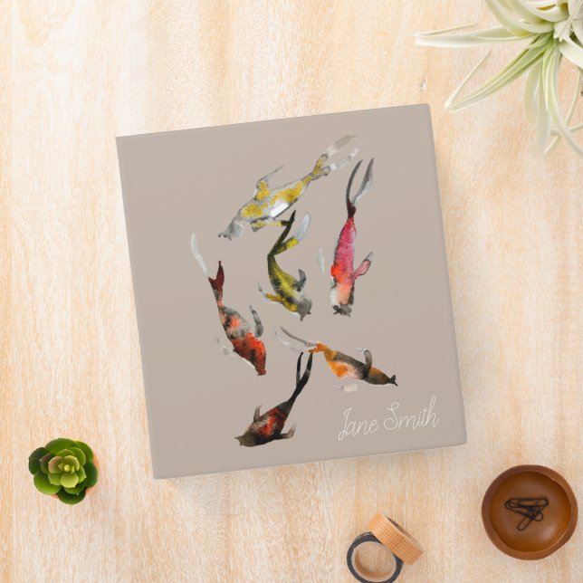 Koi fish watercolor  3 ring binder (In Situ)