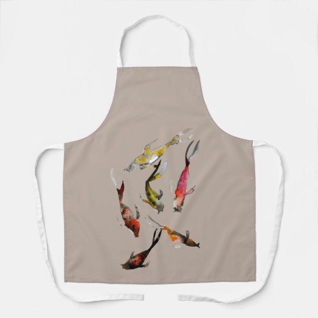 Koi fish watercolor  apron (Front)