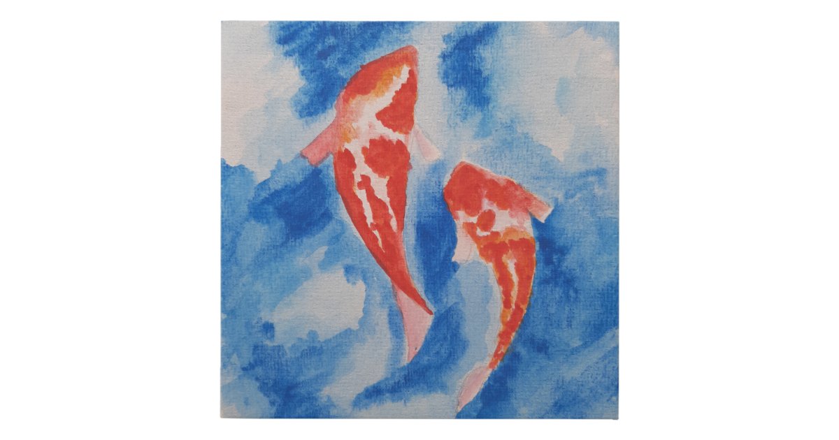 Koi Fish Watercolor Art Faux Canvas Print Zazzle Com