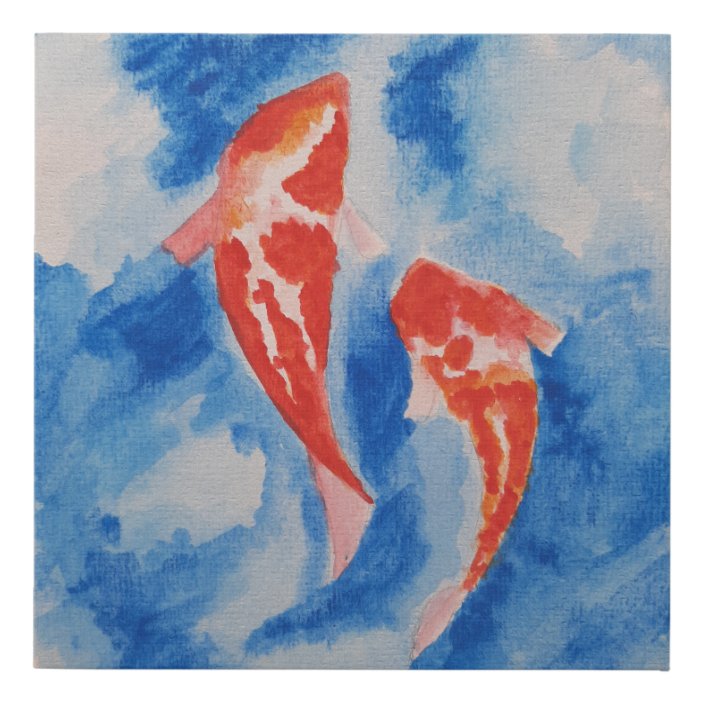 Koi Fish Watercolor Art Faux Canvas Print Zazzle Com
