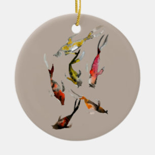 Koi fish watercolor ceramic ornament