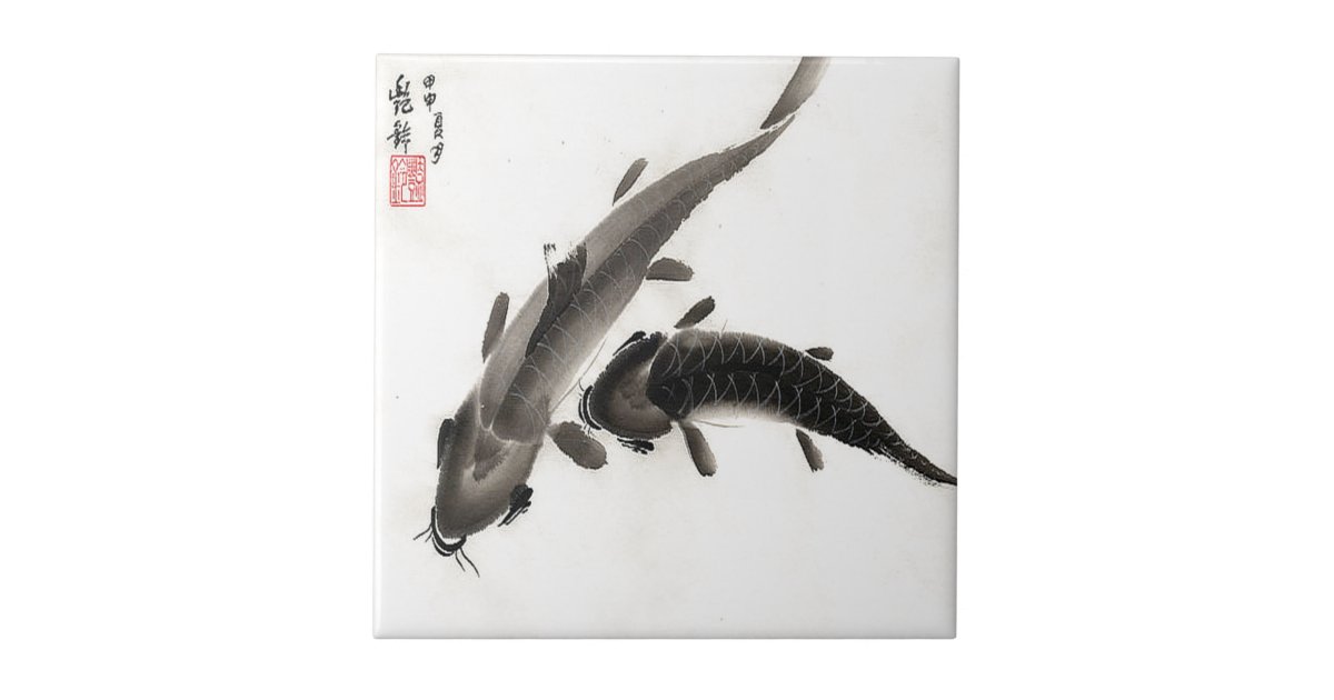 watercolor koi fish black and white