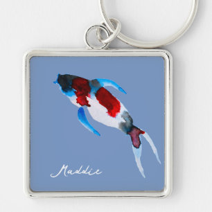 Koi fish watercolor fine art keychain