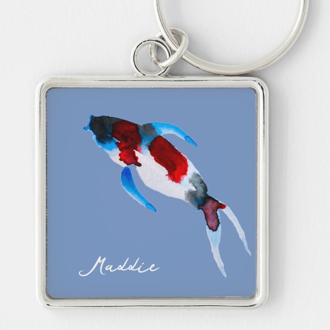 Koi fish watercolor fine art keychain (Front)